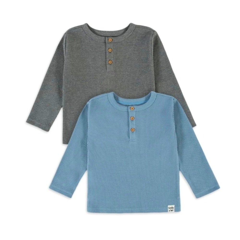 Modern Moments - Toddler Long Sleeve Casual Waffle Henley T-shirts (2-pack)